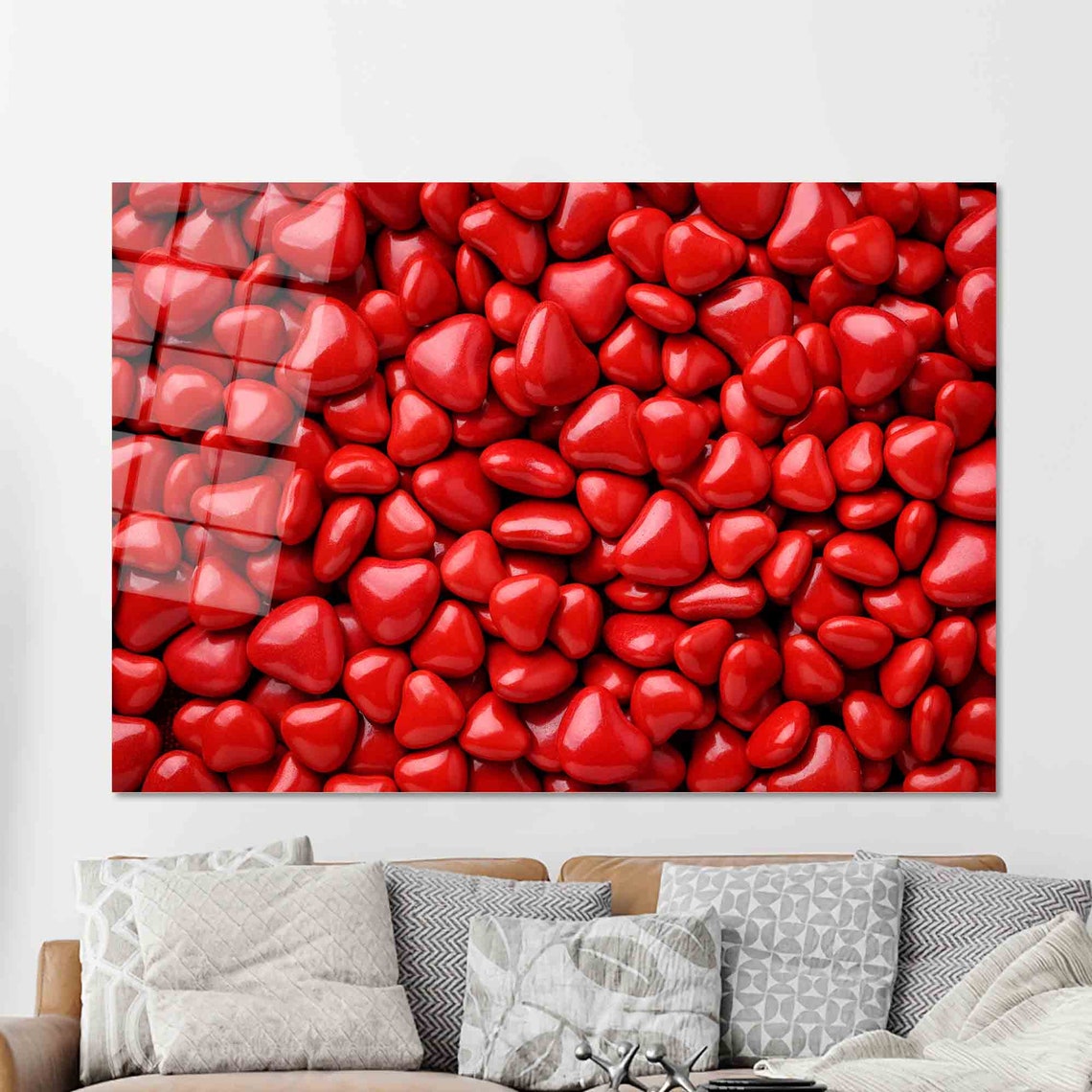 Red Heart Shaped Candies Pattern Bold Valentine Decor Poster - Image 2