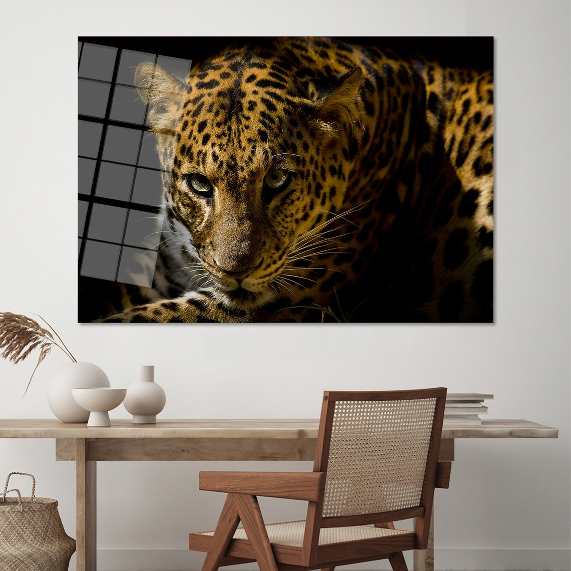 Leopard Close Up Intense Gaze Dark Wildlife Photography Art Poster - Image 2