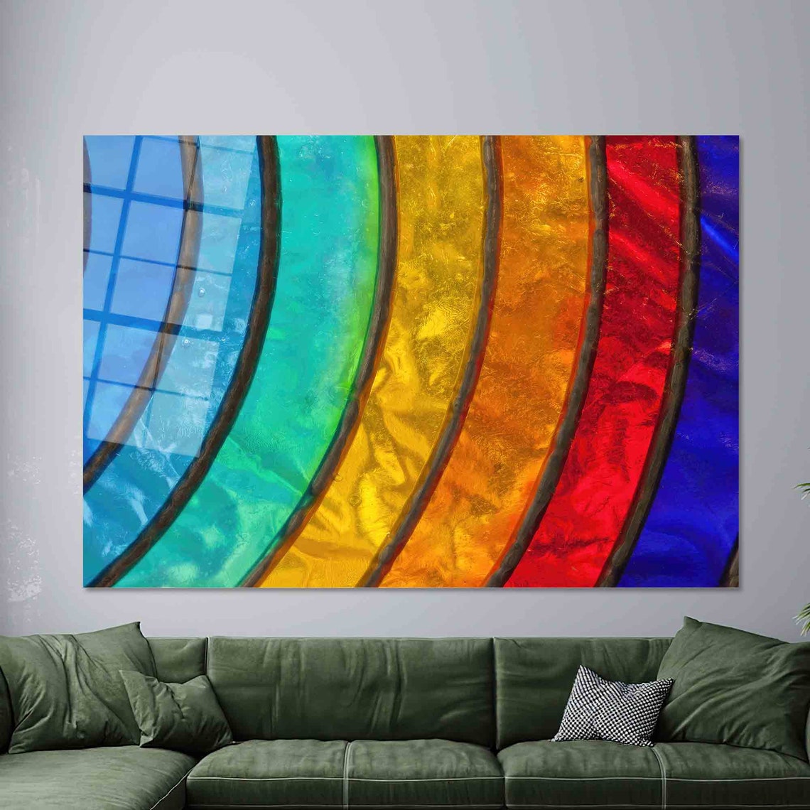 Rainbow Wall Art Colored Strips Art Colorful Wall Art Modern Artwork Art 3d Glass Wall Art Rainbow Wallpaper Wall Art - Image 2