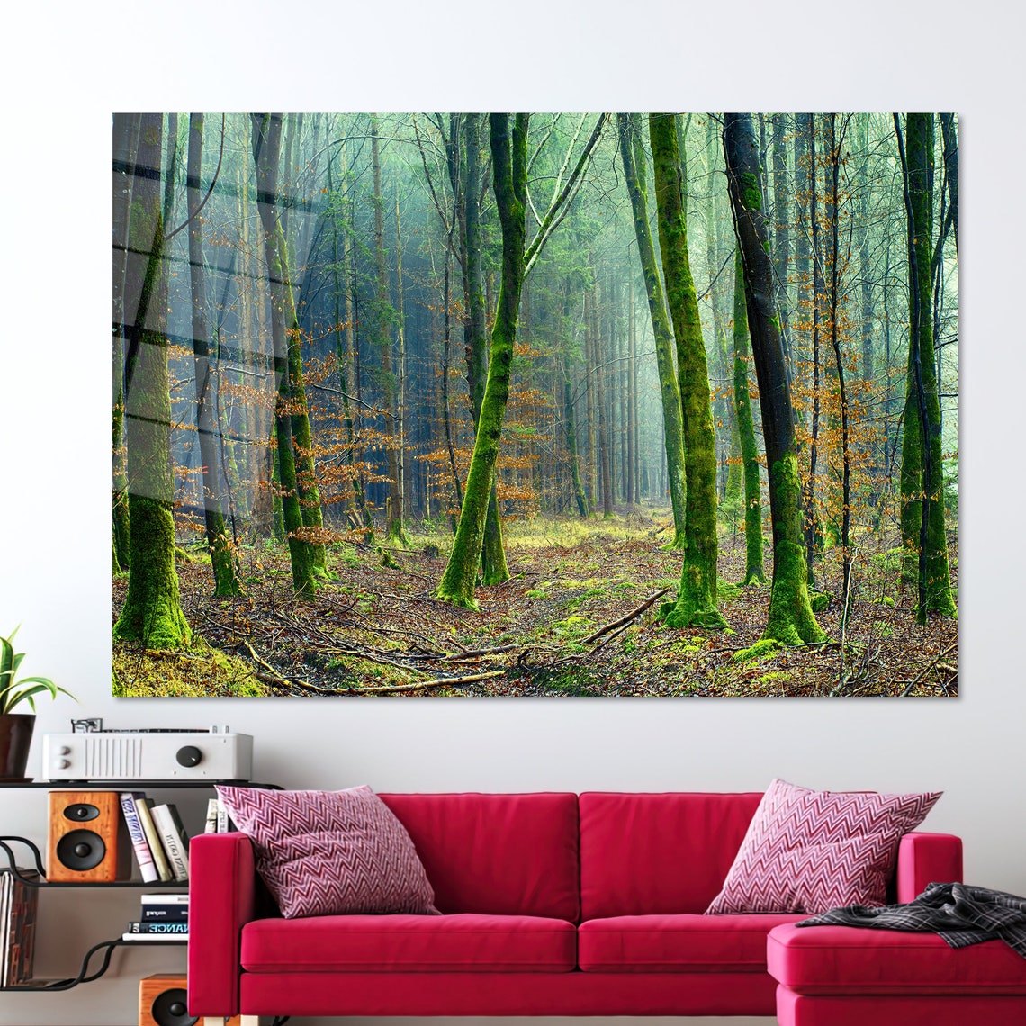 Misty Moss Covered Ancient Forest Tall Trees Nature Landscape Poster - Image 2