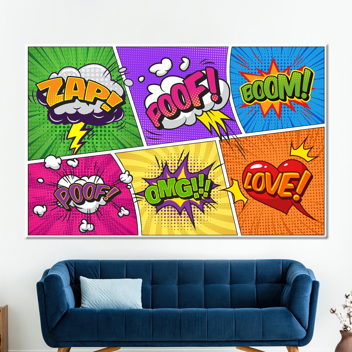 Comic Pop Art Zap Poof Boom Omg Love Colorful Speech Panels Poster