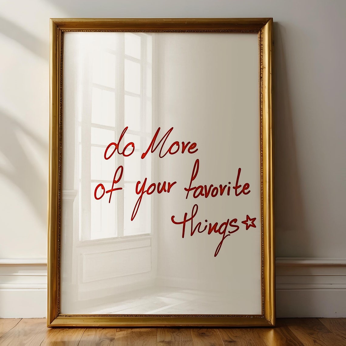 Do More of Your Favorite Things Red Script Inspirational Sign Print