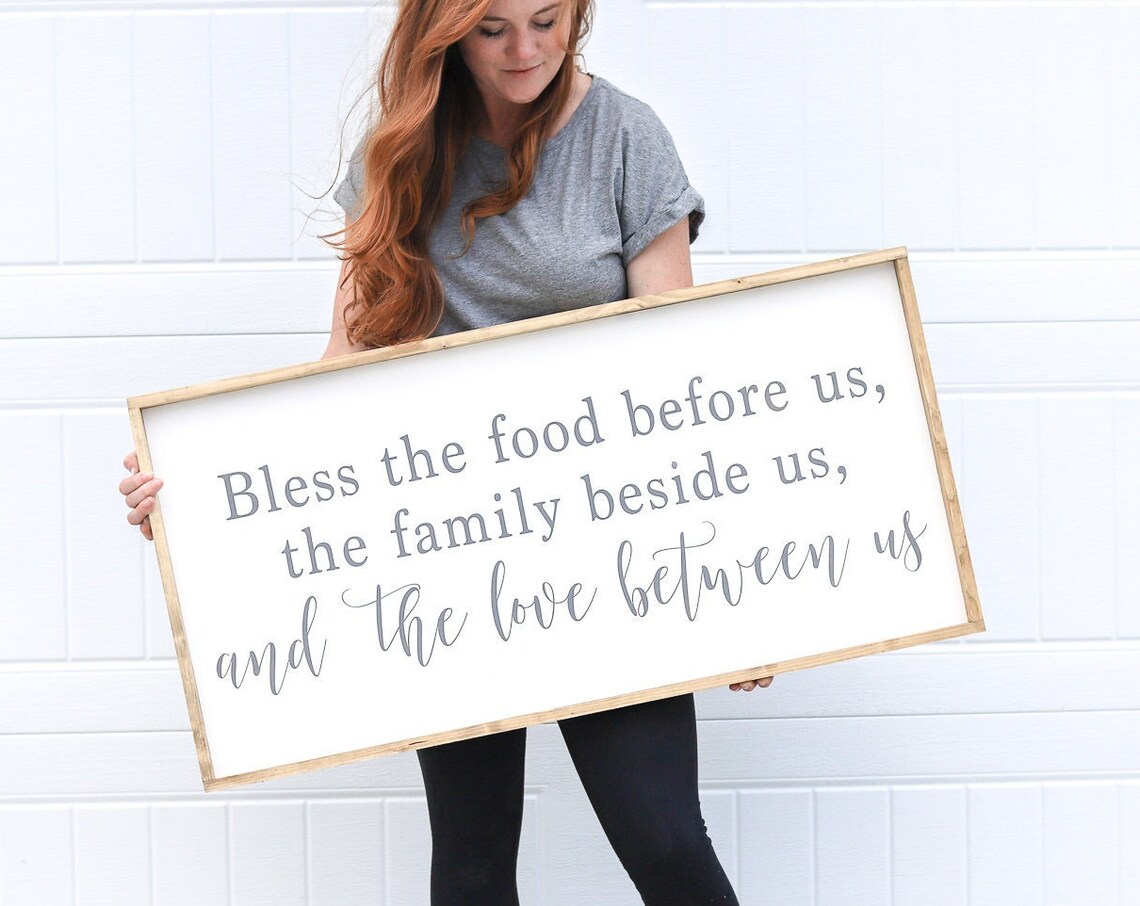 Bless the Food Before Us Dining Room Prayer Farmhouse Framed Wall Poster