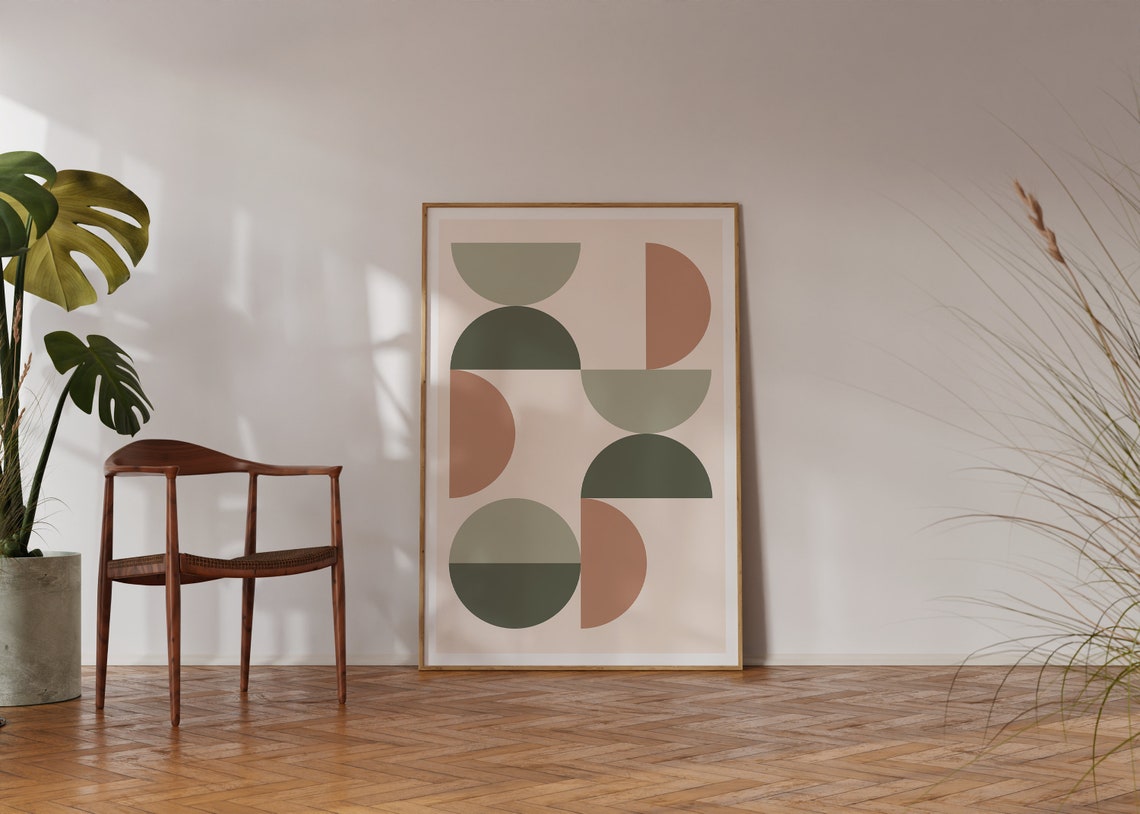 Scattered Sage Terracotta Semicircle Bauhaus Abstract Poster - Image 3
