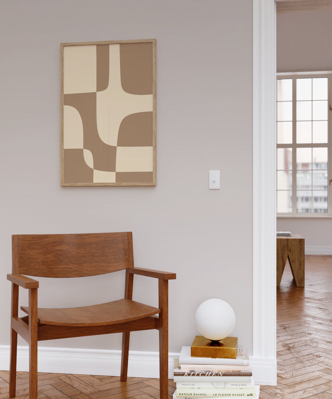 Mocha Brown Geometric Puzzle Blocks Abstract Japandi Style Poster - Image 3