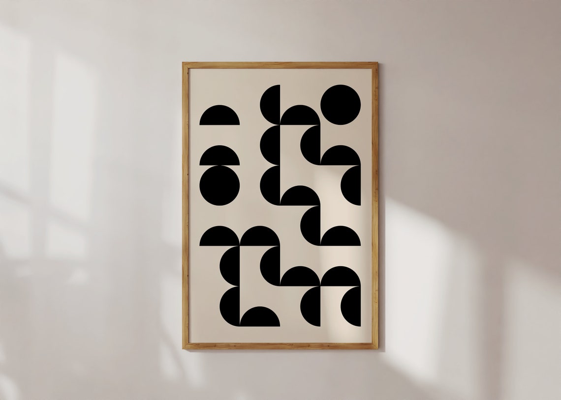 Black Half Circle Mosaic Modern Minimalist Geometric Art Poster - Image 4