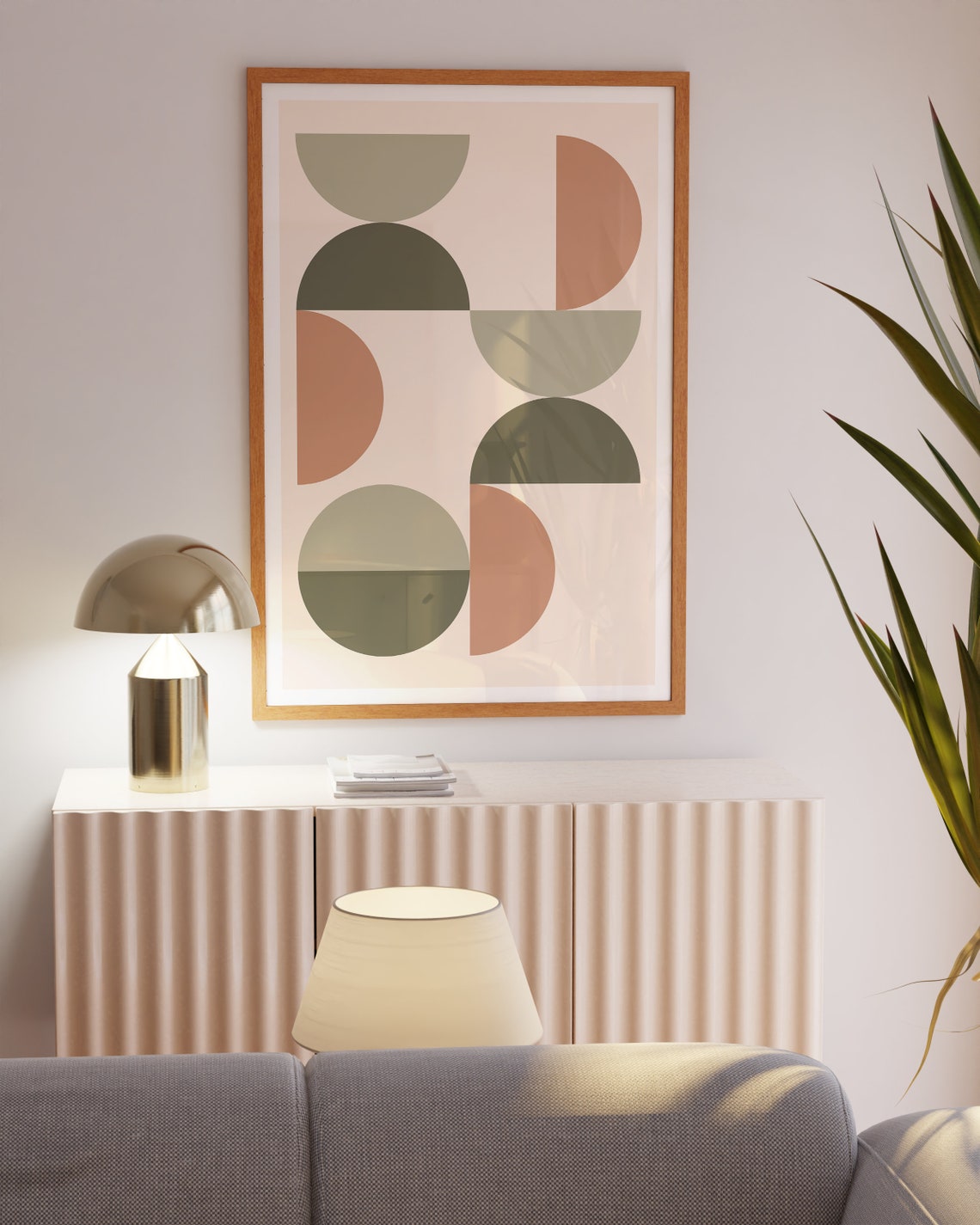 Scattered Sage Terracotta Semicircle Bauhaus Abstract Poster - Image 2