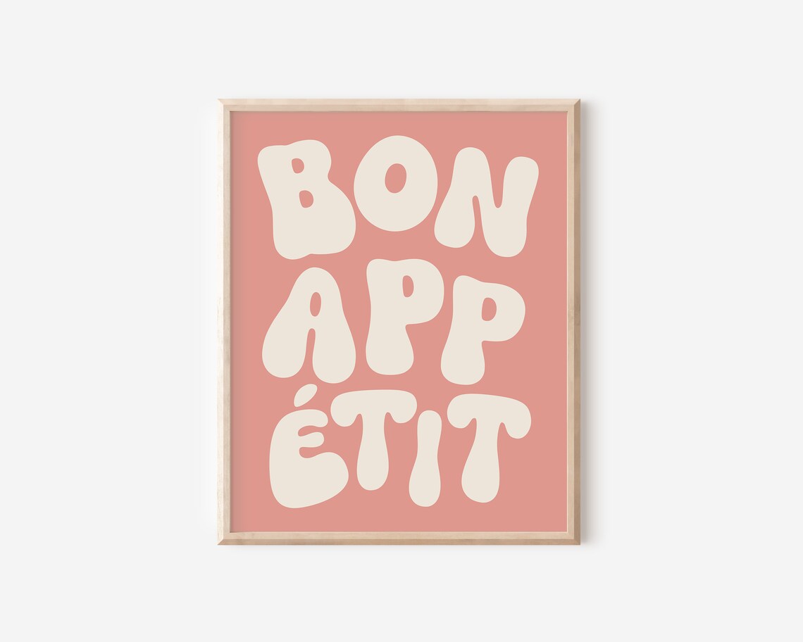 Bon Appetit Typography Kitchen Wall Art Print