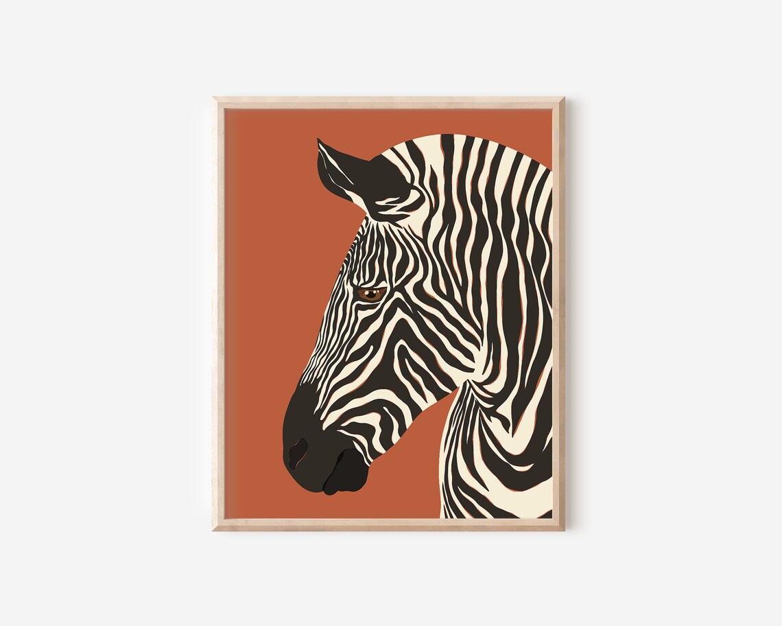 Modern Boho Zebra Poster, Jungle Safari Artwork - Image 2