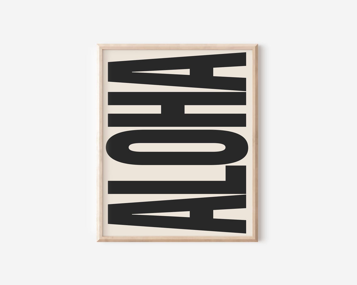 Aloha Retro Hawaiian Typography Black Statement Modern Wall Poster - Image 2