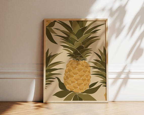 Pineapples Print, Abstract Botanical Kitchen Art