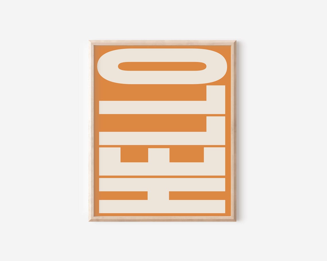 Hello Bold Retro Greeting Typography Burnt Orange Wall Poster - Image 2