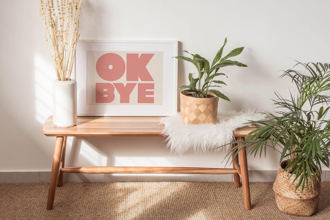 Ok Bye Coral Pink Bold Typography Fun Modern Gallery Wall Poster - Image 3