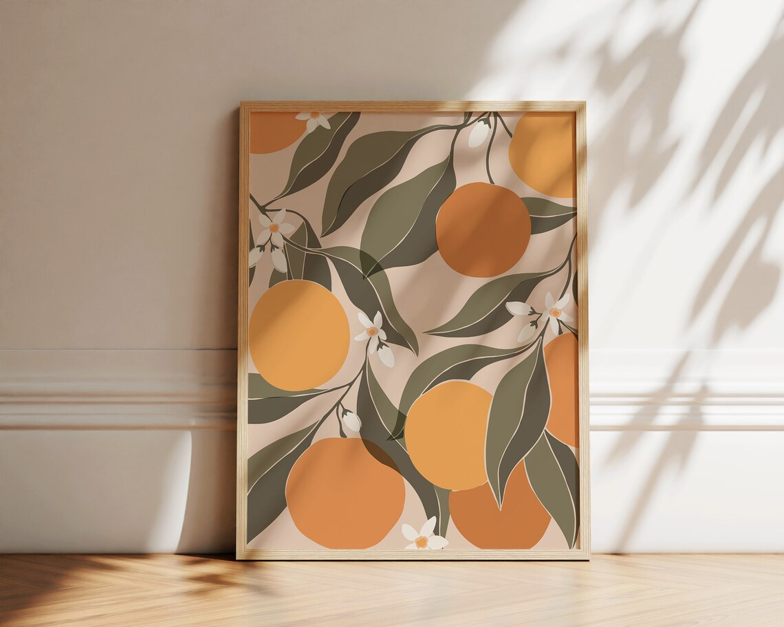 Oranges Abstract Botanical Art Print, Boho Kitchen - Image 2