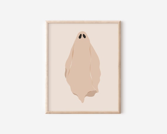 Minimalist Spooky Ghost Illustration Halloween Art Print