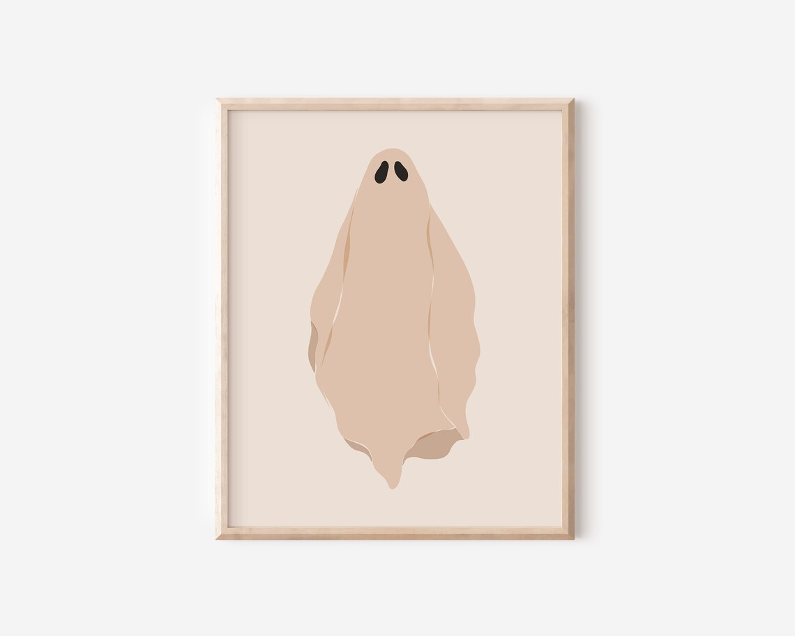 Minimalist Spooky Ghost Illustration Halloween Art Print