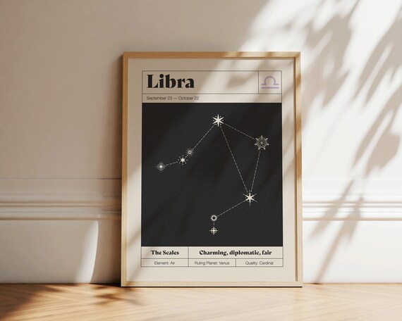 Libra Star Constellation Art Print, Zodiac Poster