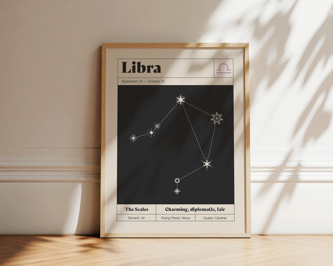 Libra Star Constellation Art Print, Zodiac Poster