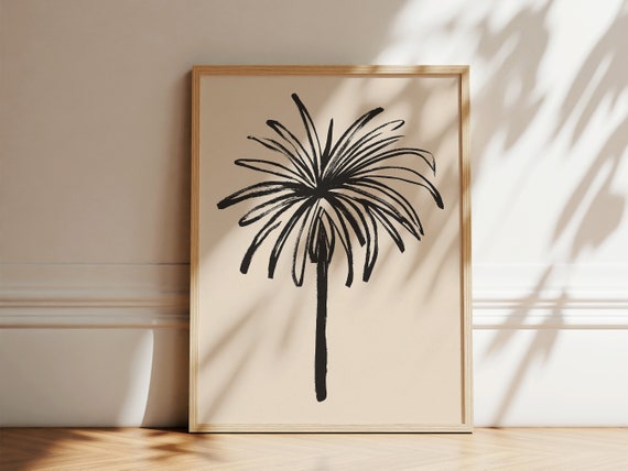 Palm Tree Botanical Ink Drawing Art Print