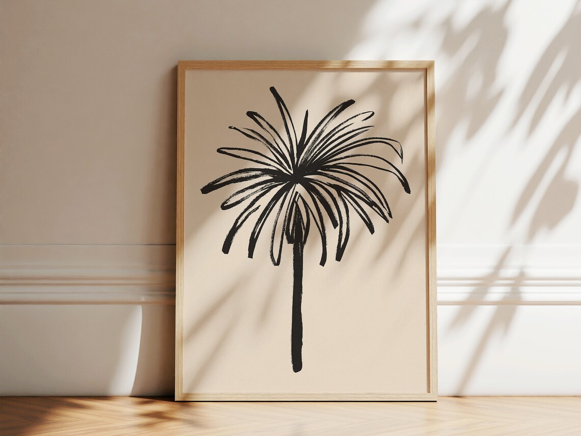 Palm Tree Botanical Ink Drawing Art Print