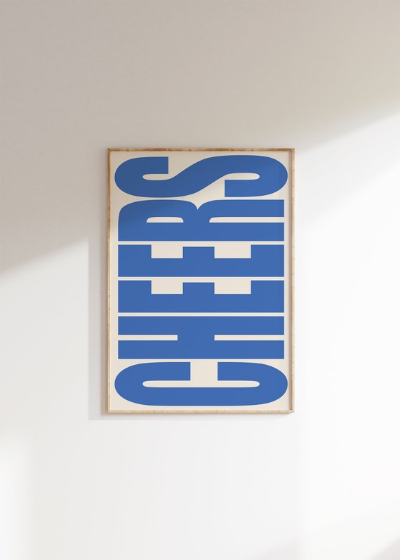 Cheers Typography Poster, Retro Bar Wall Art