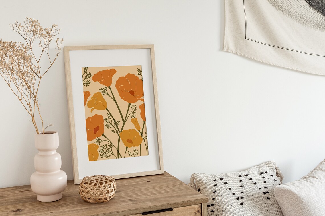 Orange Poppies Abstract Botanical Poster, California - Image 2