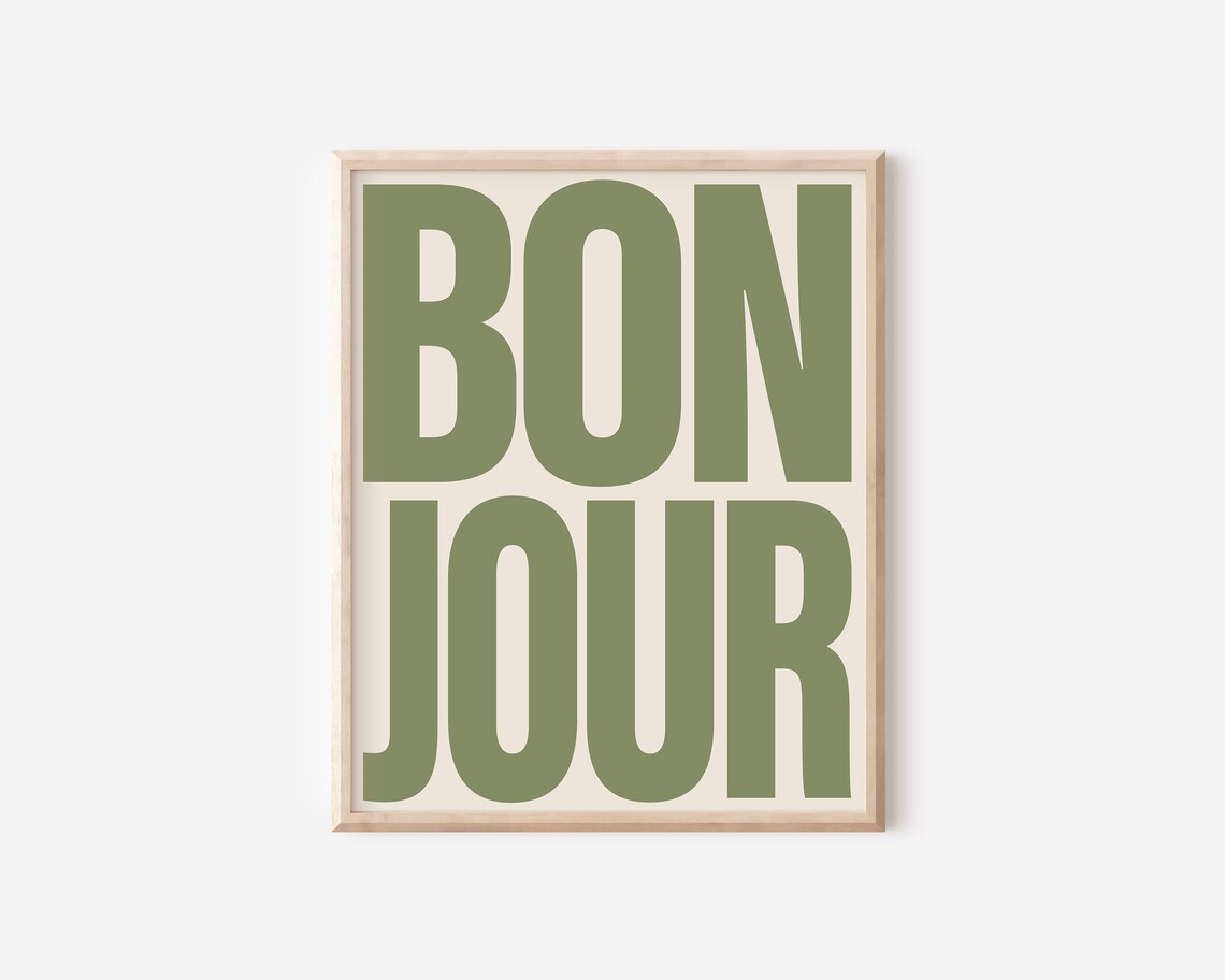 Bonjour Typography Poster Print, Retro French Decor - Image 2