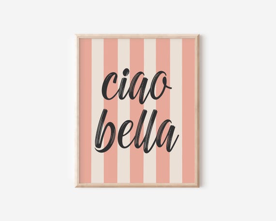 Ciao Bella Striped Typography Poster, Retro Print