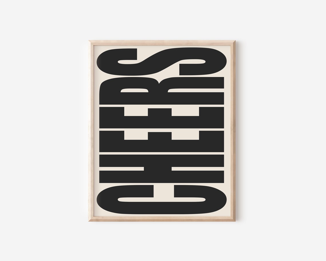 Cheers Typography Poster, Retro Bar Wall Decor - Image 2