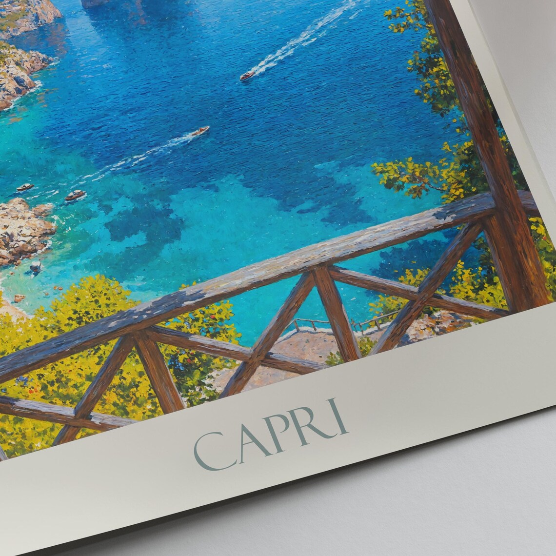 Capri Faraglioni View Pergola Terrace Overlook Italy Travel Poster - Image 3