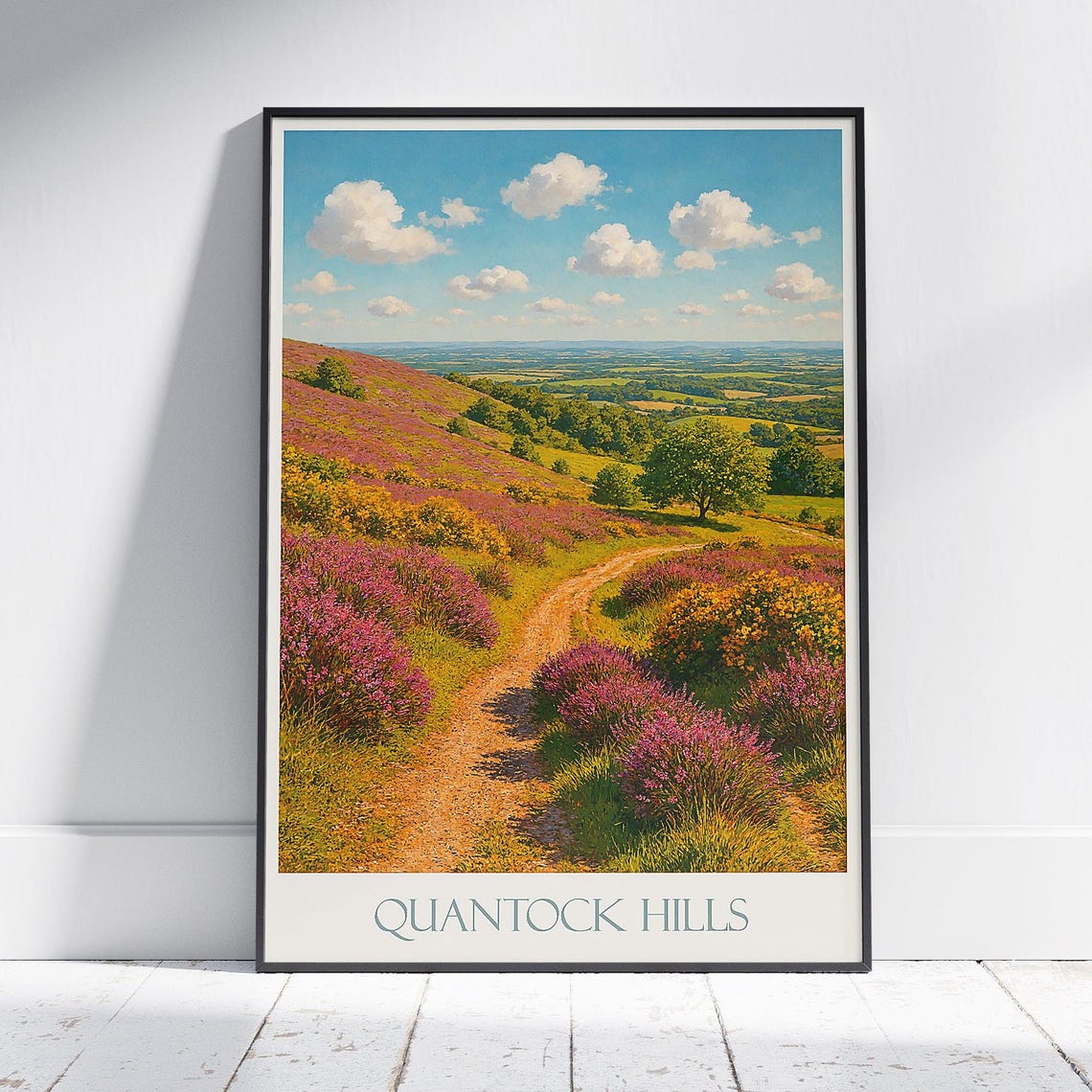 Quantock Hills Somerset Heather Moorland Path Landscape Poster