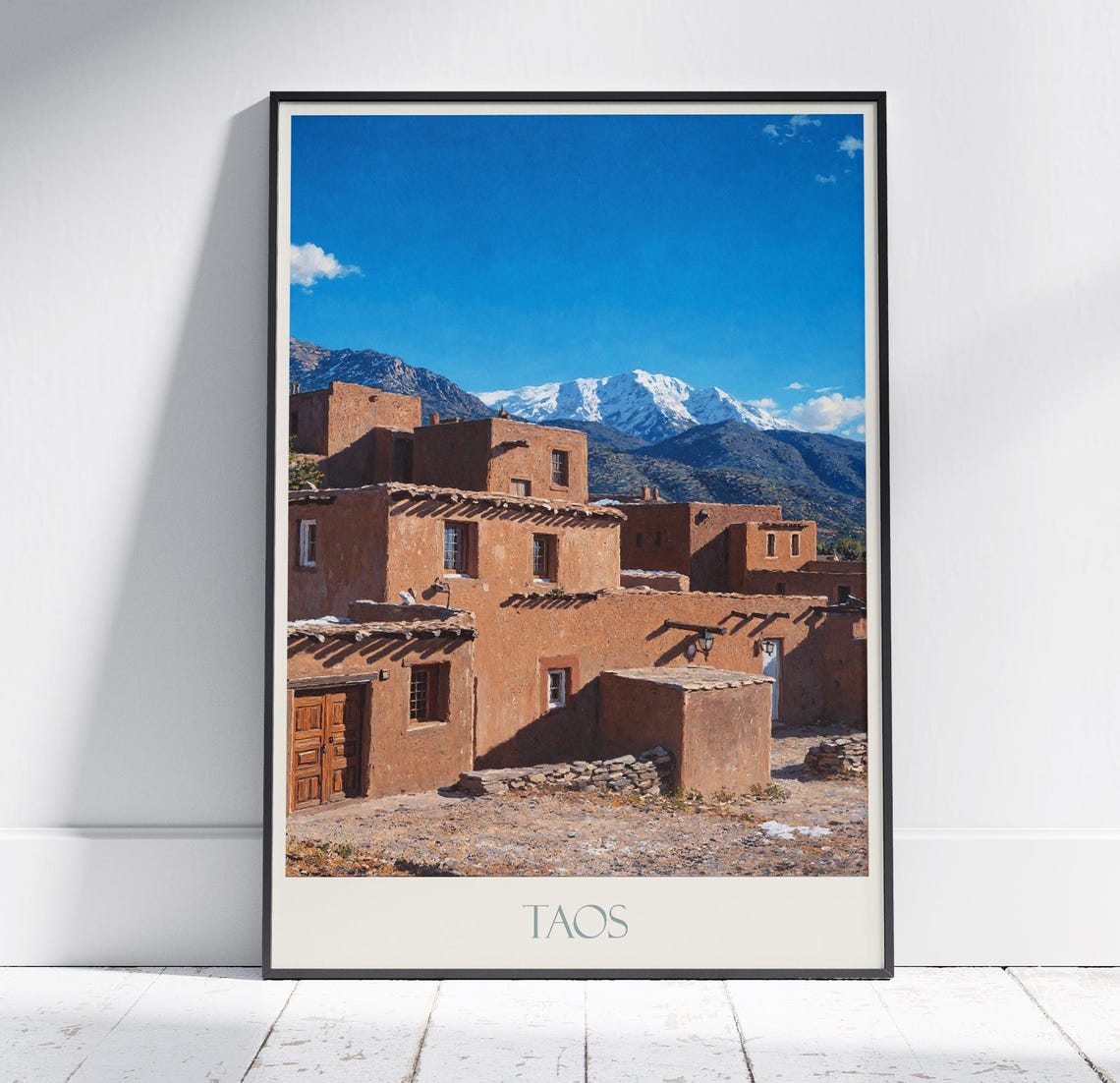 Taos New Mexico Adobe Pueblo Village Mountain Scenic Travel Poster