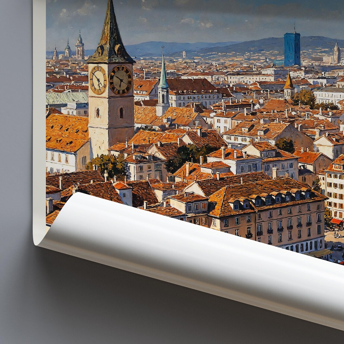 Zurich Switzerland Old Town River Aerial Cityscape Travel Poster - Image 3