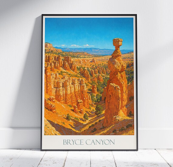 Bryce Canyon Utah Hoodoos Thor's Hammer Desert Painting Poster