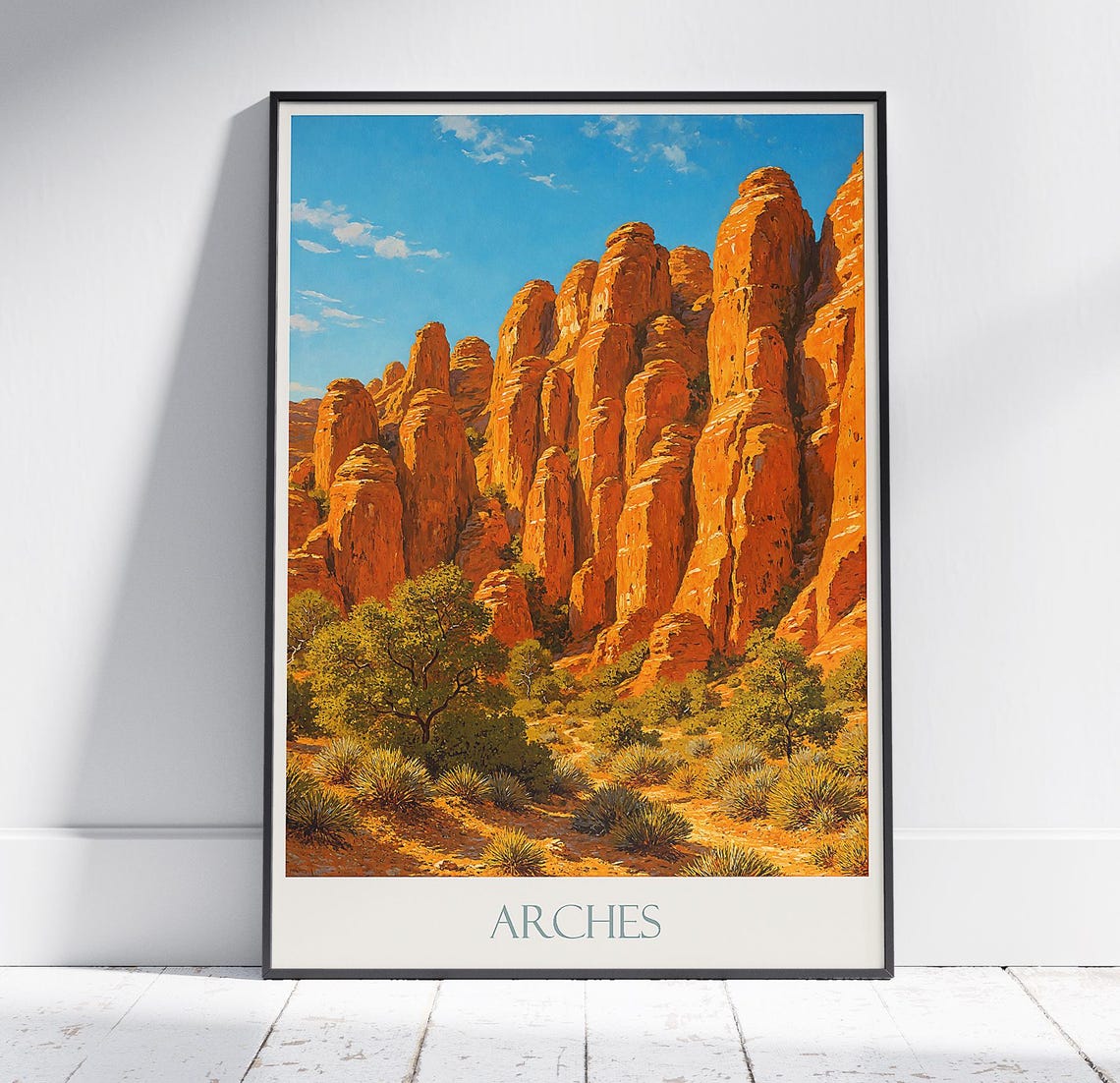 Arches National Park Red Rock Spires Desert Painted Travel Poster