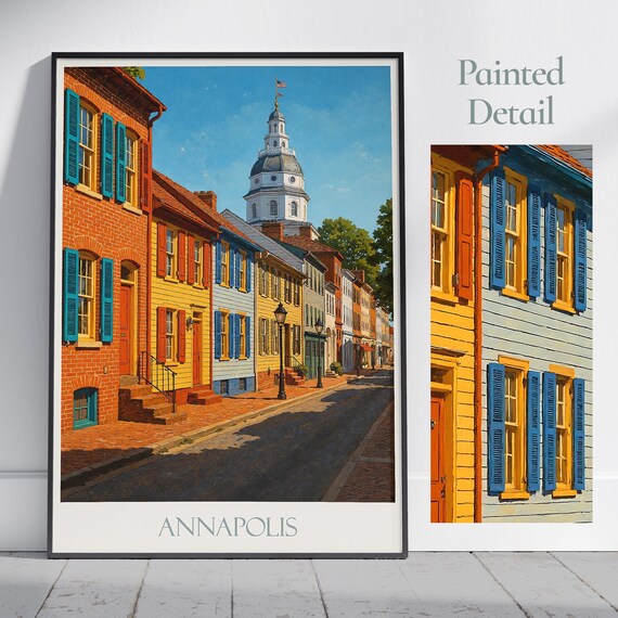 Annapolis Maryland Historic Street State House Dome Painted Poster