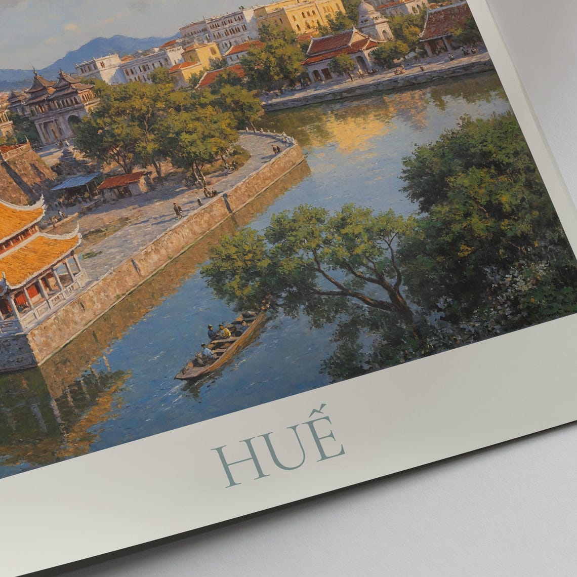 Hue Vietnam Historic Imperial Citadel River Painted Travel Poster - Image 2