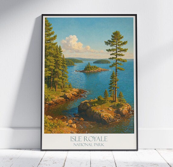 Isle Royale National Park Lake Superior Pine Islands Travel Poster