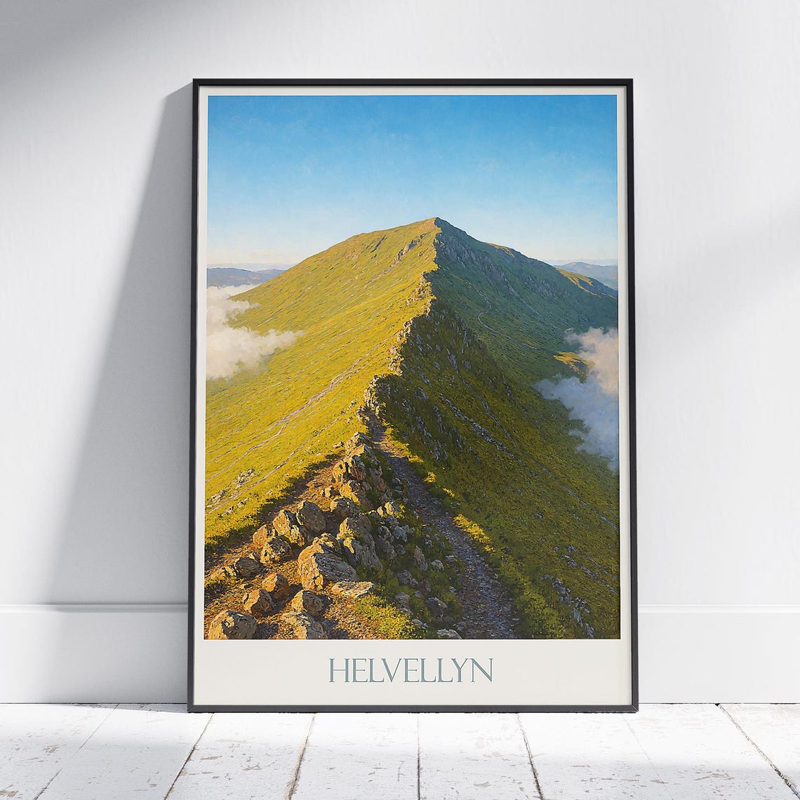 Helvellyn Striding Edge Sunny Rocky Ridge Walk Painting Poster