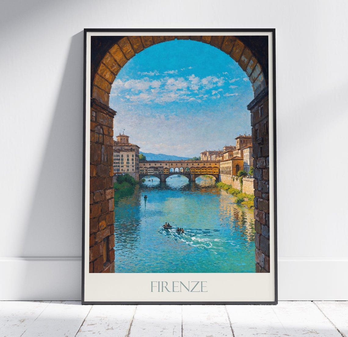 Florence Firenze Ponte Vecchio Arno River Italy Travel Poster