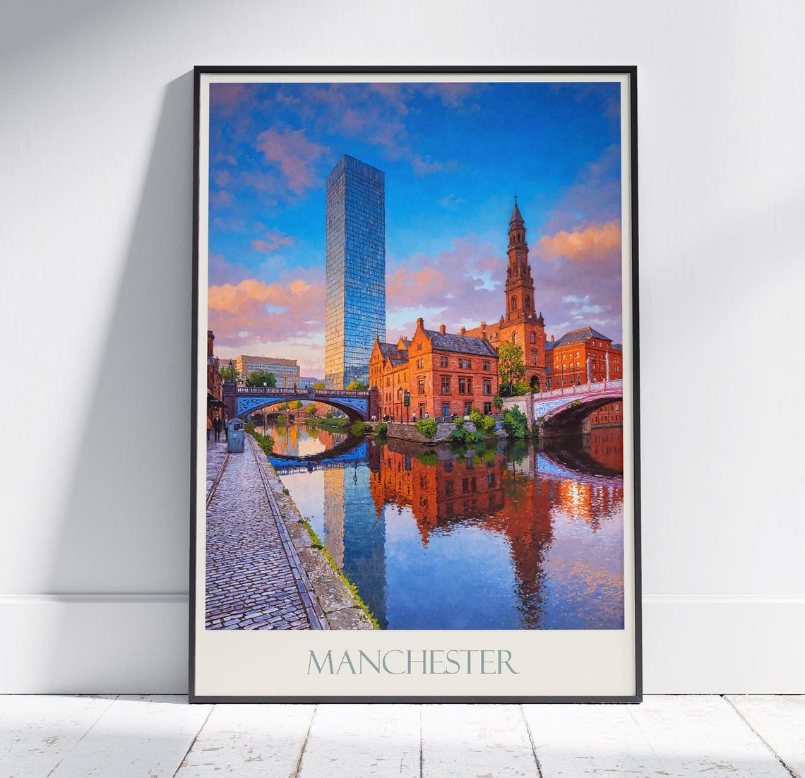Manchester Travel Print Poster Travel Wall Art Home Decor Gift Personalized Framed