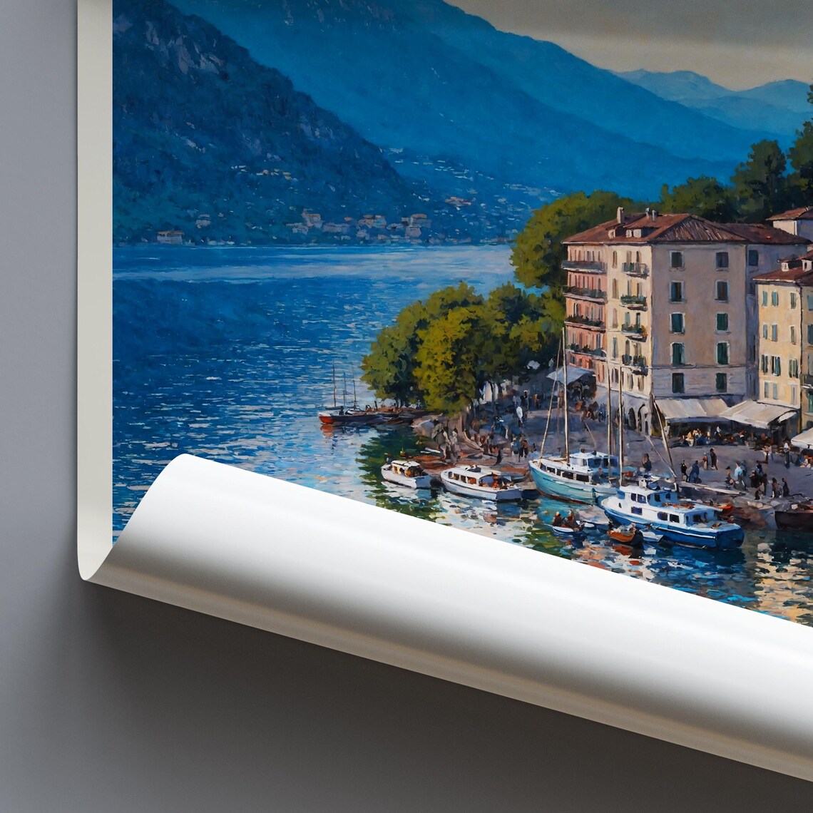 Bellagio Lake Como Waterfront Town Boats Italy Travel Poster - Image 3