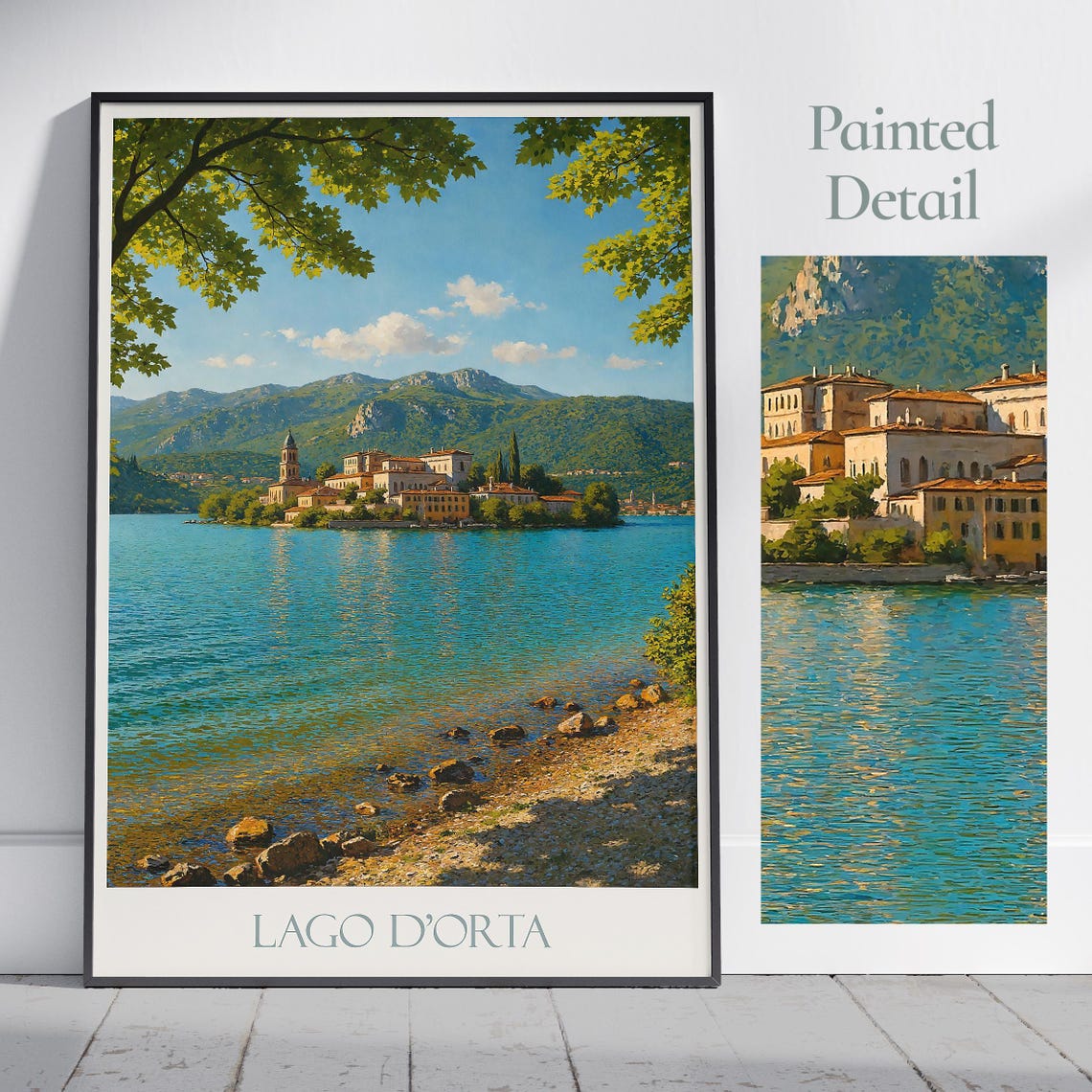 Lake Orta Italy San Giulio Island Lakeside View Painted Poster