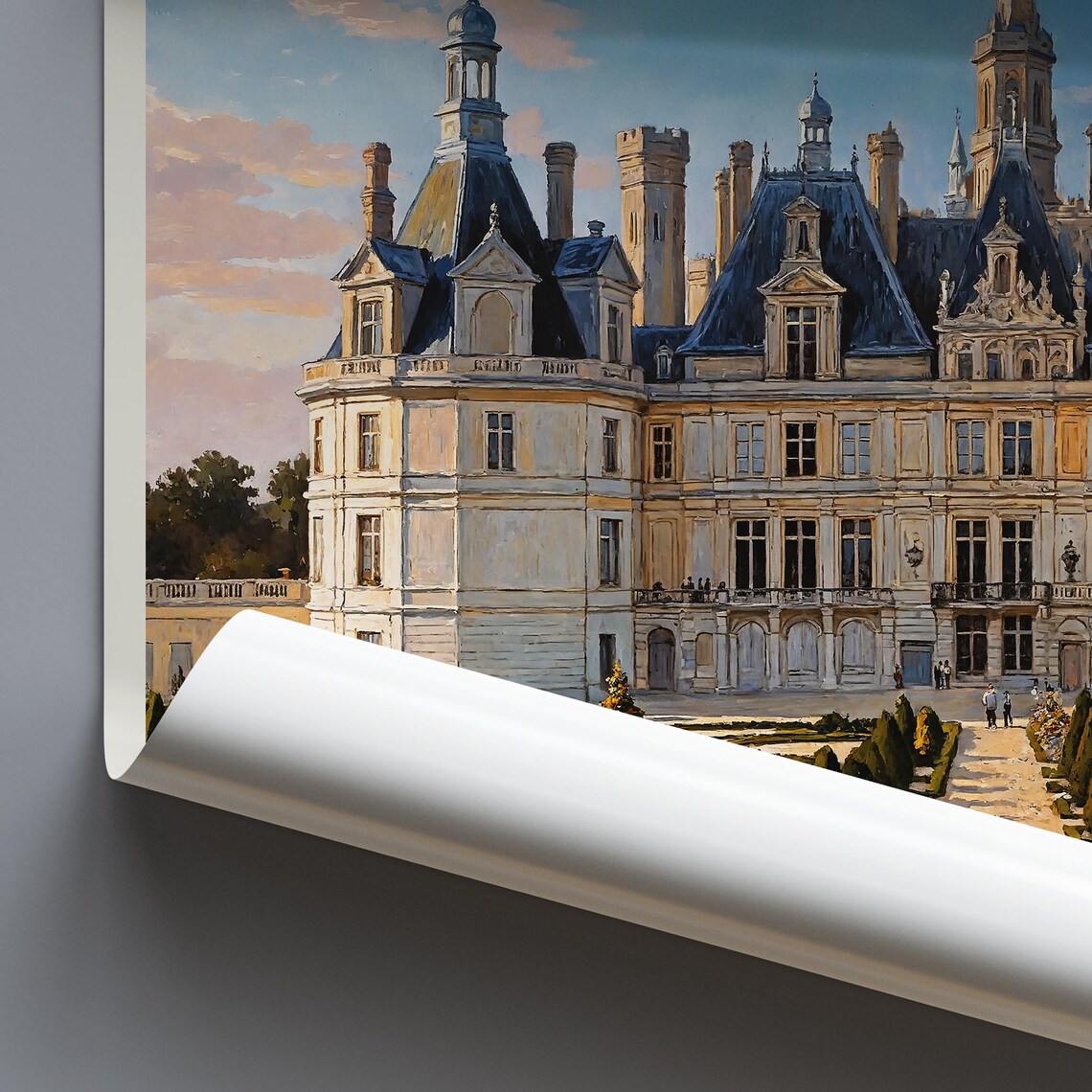 Chambord Loire Valley Painted Chateau Gardens And Grand Facade Poster - Image 3