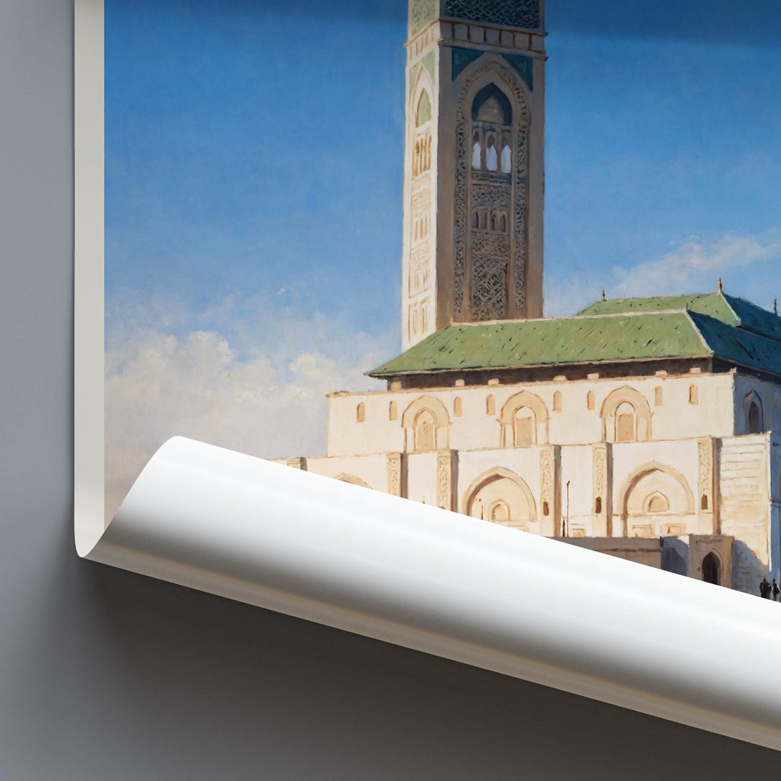 Casablanca Travel Print Hassan Ii Mosque Morocco Travel Poster Wall Art Home Decor Gift Personalized Framed - Image 3