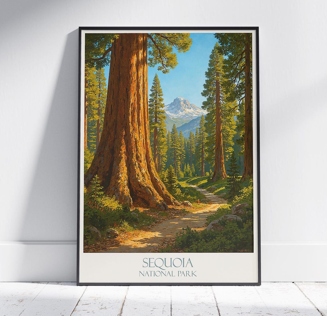 Sequoia National Park Giant Redwood Forest Trail Vintage Poster
