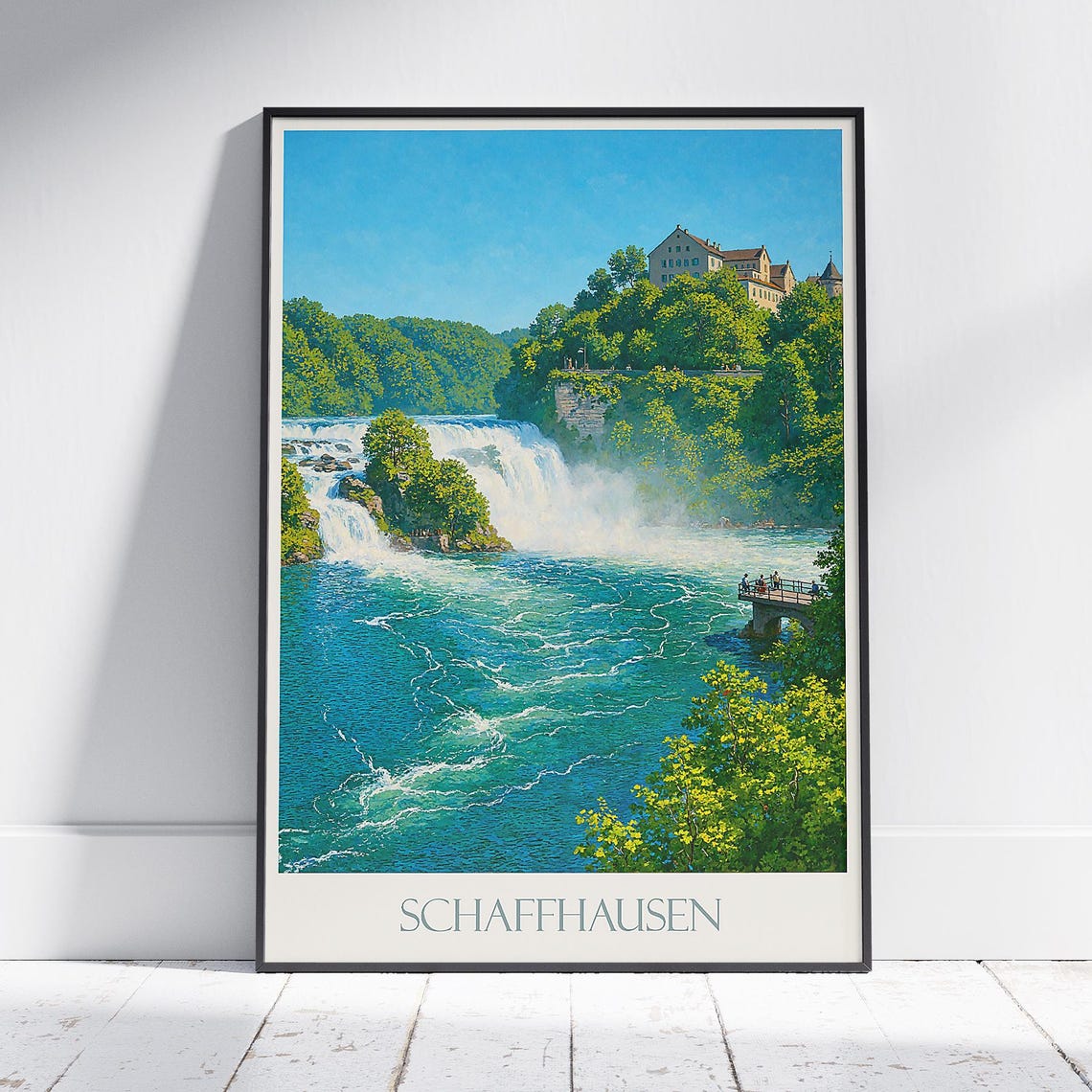 Schaffhausen Rhine Falls Waterfall View Switzerland Travel Poster