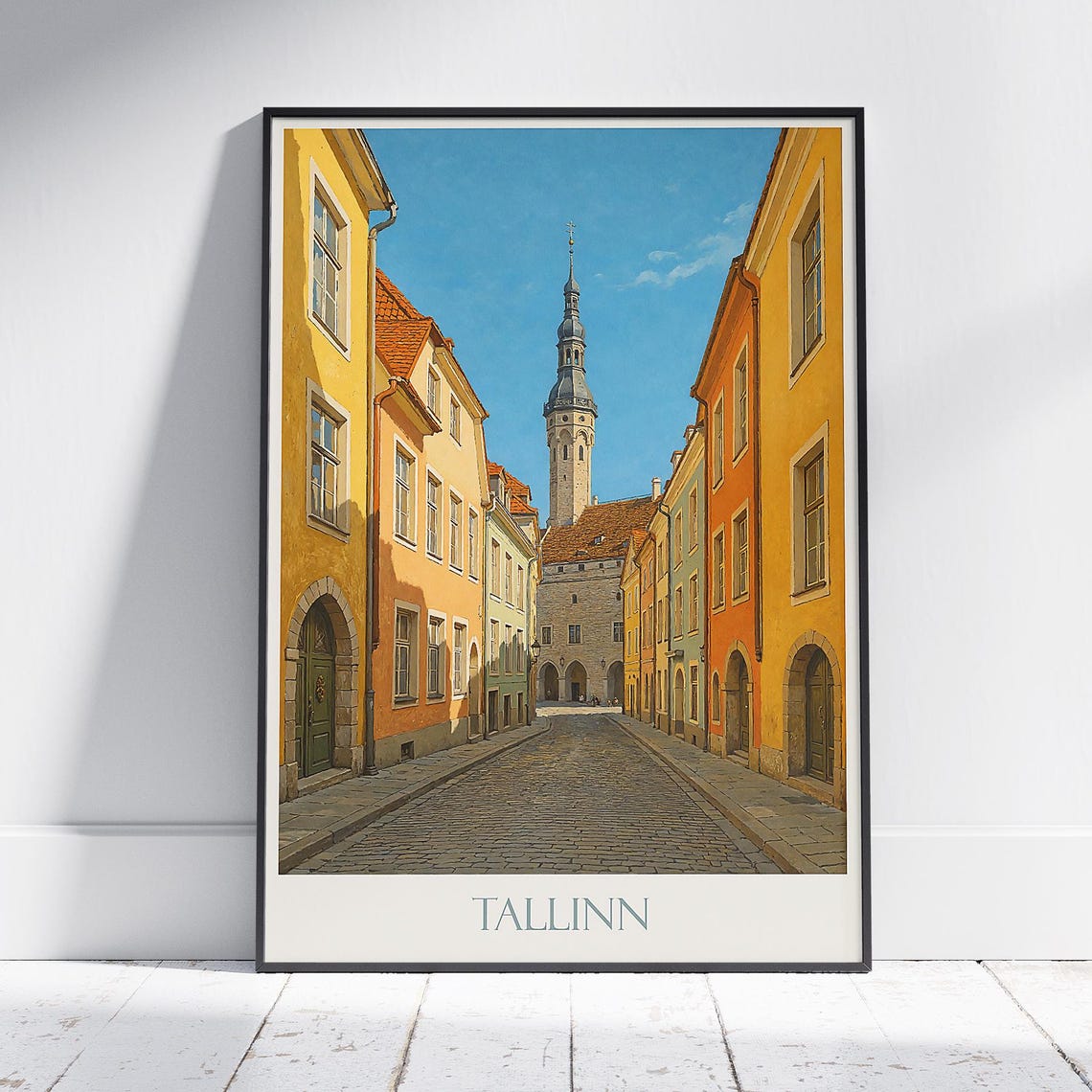 Tallinn Medieval Old Town Cobblestone Street Estonia Travel Poster