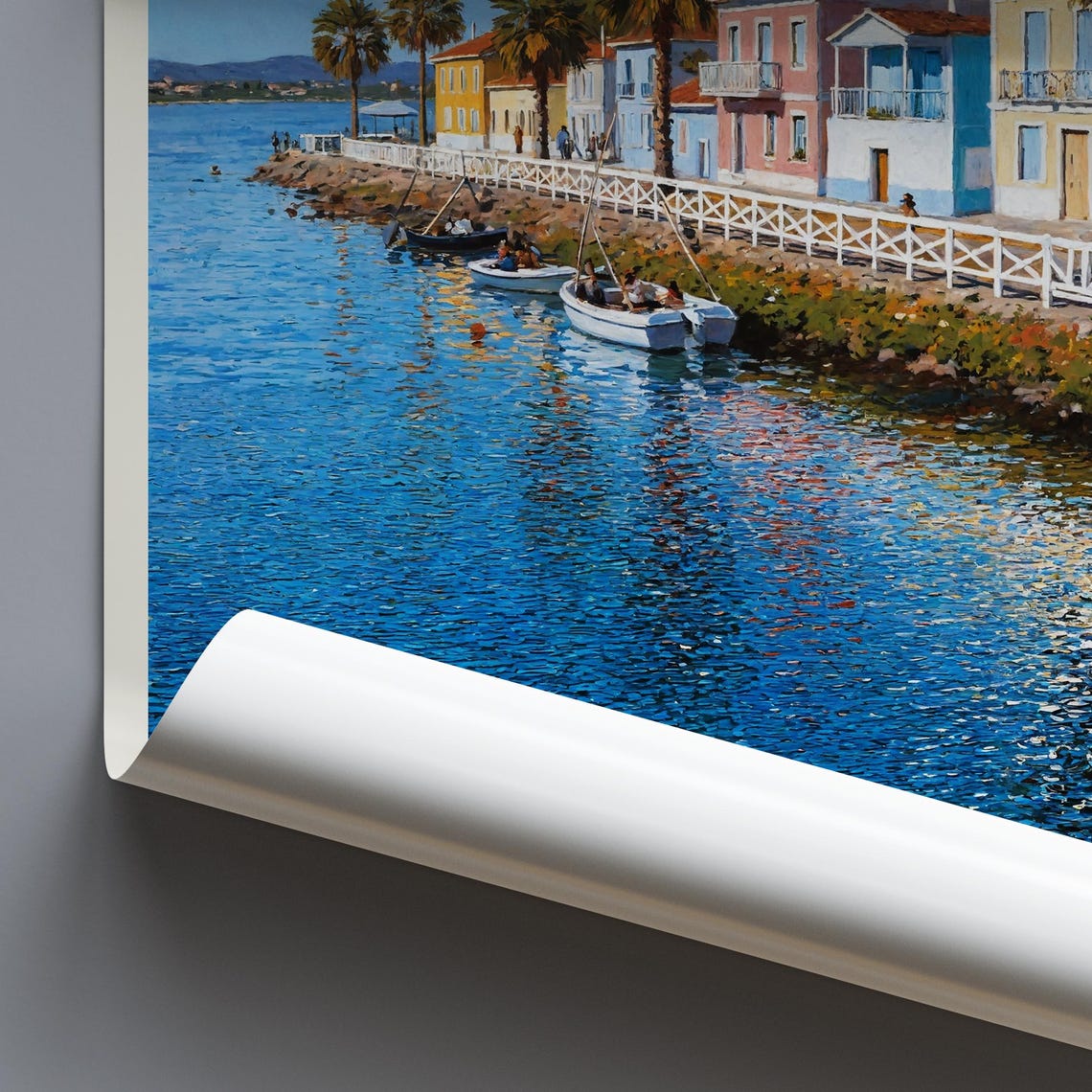Aveiro Portugal Striped Houses Lagoon Promenade Painted Travel Poster - Image 4