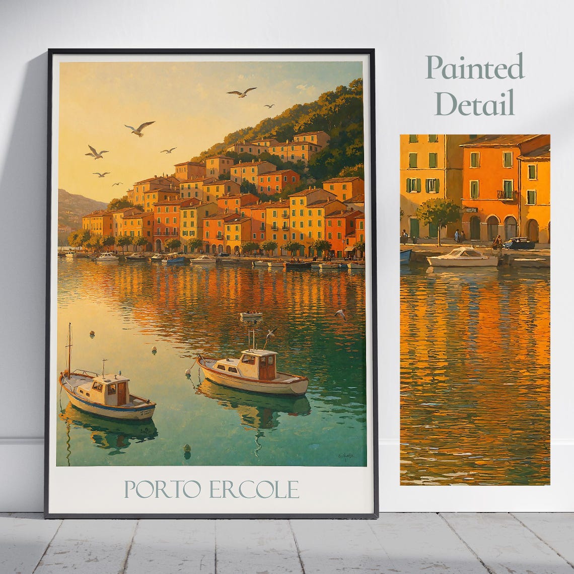 Porto Ercole Sunset Harbor Mediterranean Village Travel Poster